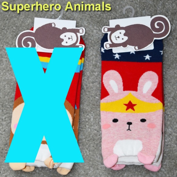 Accessories - NWT Women's Socks Superhero Animals